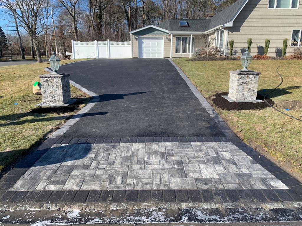 Asphalt paving crew at work in Boston